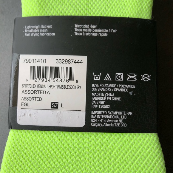 SportChek ~ 6 Pack Invisible Sock ~ Size 10-12.5 - Picture 4 of 6